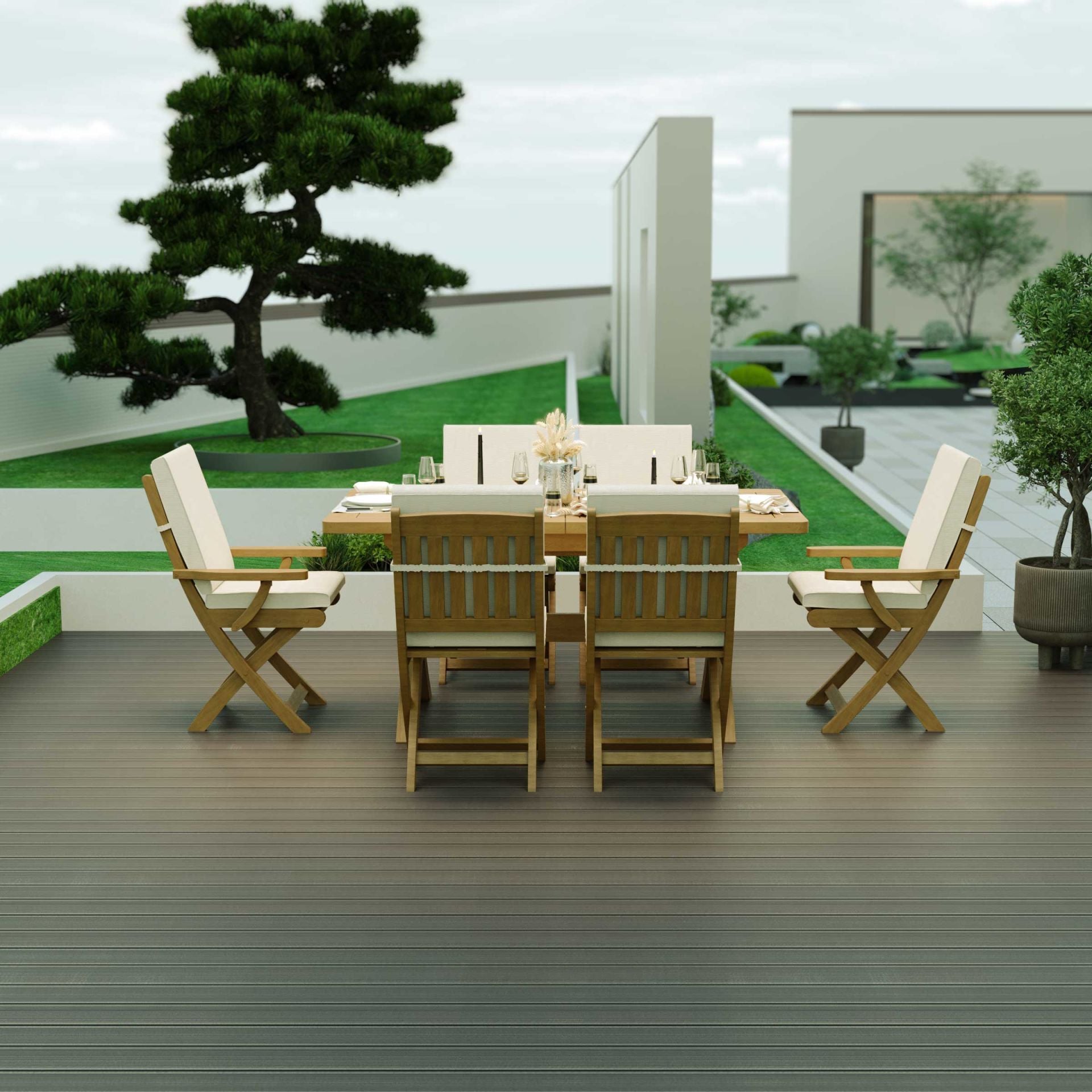 İlaveli Teak Bahçe Masa Takımı 160 Cm