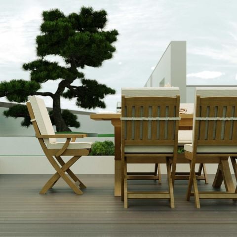 İlaveli Teak Bahçe Masa Takımı 160 Cm