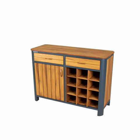 Teak Kapaklı Antrasit Şaraplık