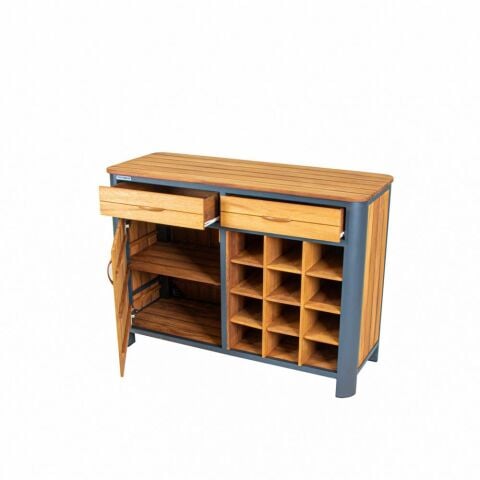 Teak Kapaklı Antrasit Şaraplık