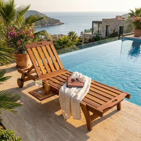 İroko Servisli Şezlong