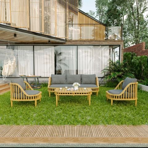 Retro Teak Bahçe Koltuk Takımı