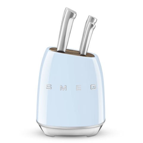 SMEG PASTEL BLUE KNIFE SET WITH STAND