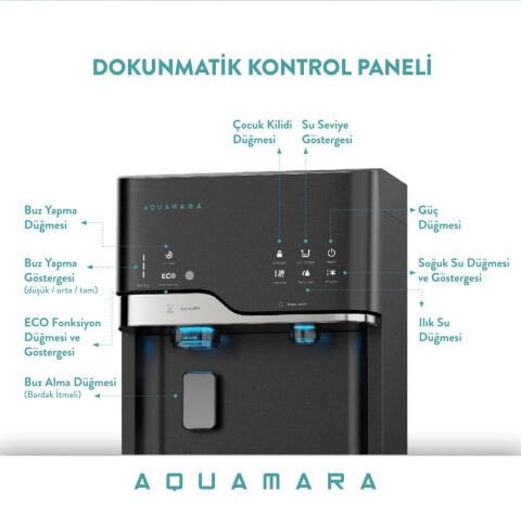 Aquamara Buz Makinalı Su Sebili Siyah