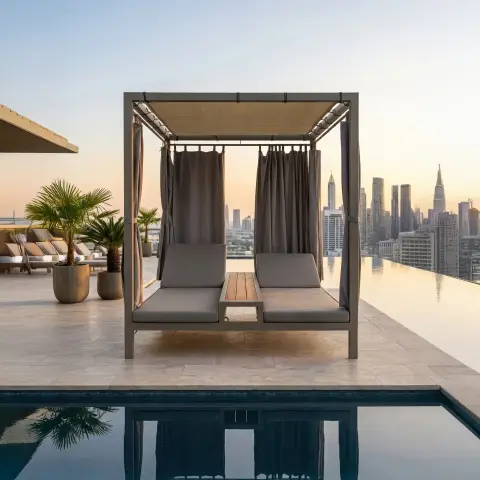 Çift Kişilik Perdeli Şezlong Cappicino