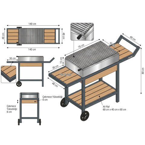 Tmc Çekmeceli Mangal Antrasit
